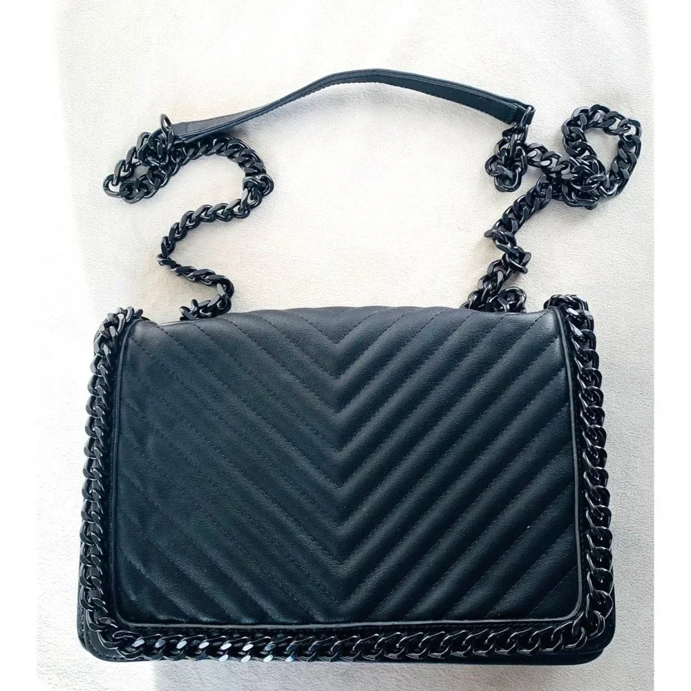 Aldo Black Quilted Crossbody Bag with Chain Strap